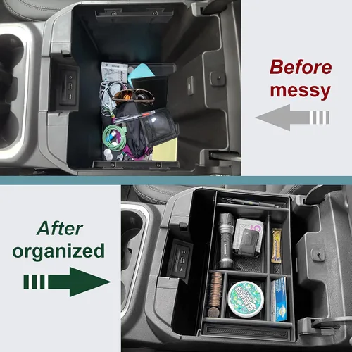 Vista 5 de PIMCAR Organizador de consola central para Chevy Silverado 1500/GMC Sierra 1500 2019-2022 y Silverado/Sierra 2500HD/3500HD 2020-2023 Solo asientos