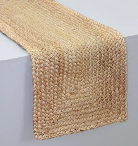 Vista 7 de CRAFT TRADE Camino de mesa trenzado de yute para bodas, fiestas, casa de campo, rústico, vintage, tejido hecho a mano, sisal Weeker natural, 13 x 36