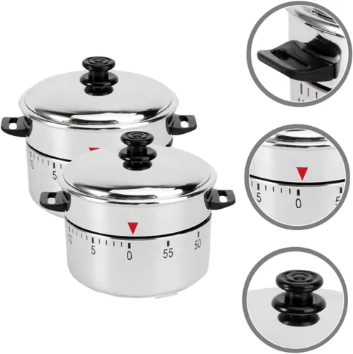 Vista 2 de SHOWERORO Temporizador de 2 piezas, herramientas para barbacoa, temporizadores digitales, cadenas de acero inoxidable, forma de cocina, temporizador