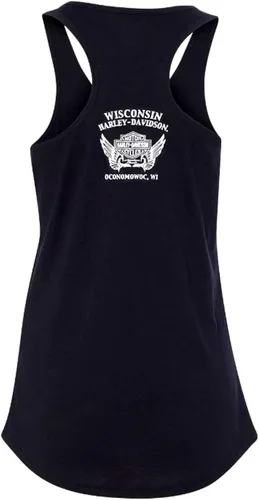 Vista 2 de Harley-Davidson Especialidad de las mujeres cuello redondo sin mangas Tank Top - Negro