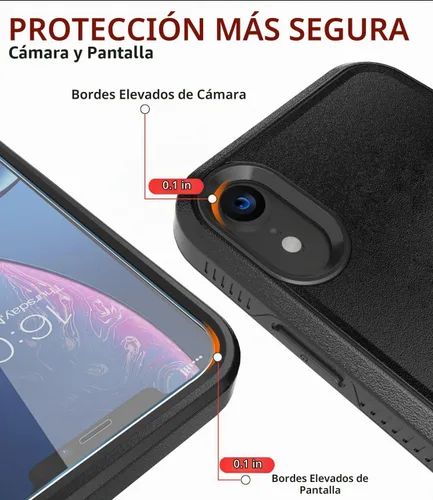Vista 3 de Diverbox Funda para iPhone XR [Protector de Pantalla de Vidrio Templado] [A Prueba de Golpes] [A Prueba de Caídas] Funda de Teléfono de Protección