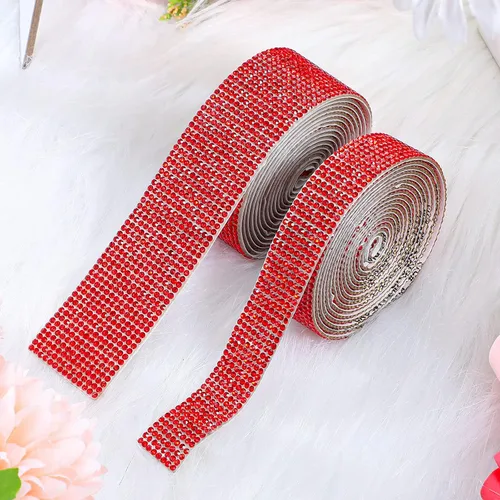 Vista 6 de 5 rollos de cinta autoadhesiva con diamantes de imitación de cristal para manualidades con diamantes de imitación de 0.079 pulgadas (0.079 in), 4.5