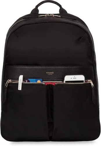 Vista 2 de KNOMO Beauchamp - Mochila para computadora portátil de 14 pulgadas para mujer, mochila para trabajo, universidad, viaje, negro, cremallera dorada