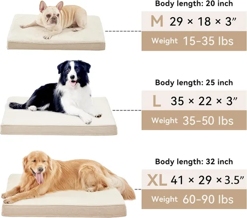 Vista 6 de WATANIYA PET Cama de Espuma Viscoelástica para Perros Medianos, Camas Refrescantes para Perros Medianos, Cama Ortopédica Lavable para Mascotas