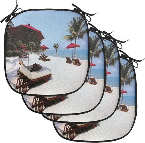 Vista 135 de Lunarable Cojín para silla costera, diván del desierto, descanso solitario, vacaciones, tropical, resort playa, ocio, asiento acolchado para cocina