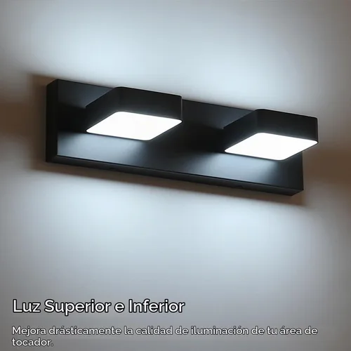 Vista 8 de Lámparas LED modernas de 2 luces LED para tocador de baño (15.5 pulgadas, blanco frío 6000 K), accesorios de iluminación de pared de baño