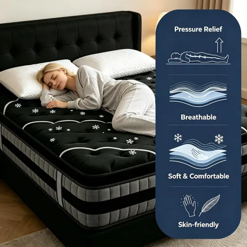 Vista 3 de Twin Mattress, 10 inch Twin Size Mattress Luxury Hybrid with Memory Foam & Pocket Springs for Dual Additional Support and Motion Isolation, Medium