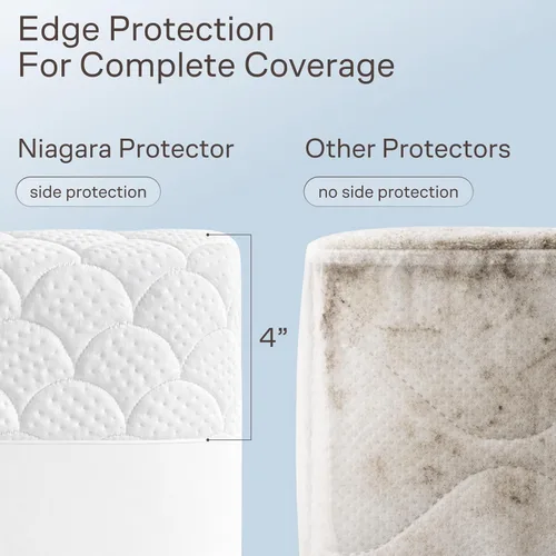 Vista 3 de Protector de colchón impermeable ultrasuave tamaño individual, bolsillo profundo de 6 a 21 pulgadas con protección de borde a prueba de fugas
