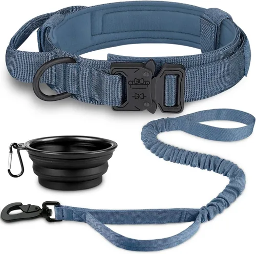 Vista 10 de COOYOO Juego de 3 collares tácticos para perros, collar ajustable de nailon para entrenamiento militar con mango de control y hebilla de metal