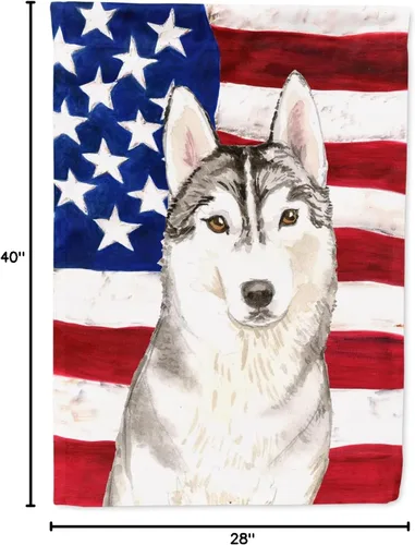 Vista 8 de Caroline's Treasures CK1713CHF Patriotic USA - Lienzo decorativo (tamaño grande), diseño de la bandera de Husky Siberiano, multicolor