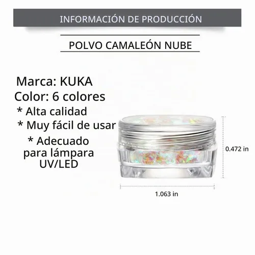 Vista 3 de Juego de 6 frascos de copos de uñas de camaleón con purpurina iridiscente (camaleón claro)