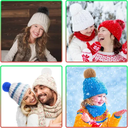 Vista 6 de BQTQ 20 pompones de piel sintética para manualidades, pompón esponjoso con lazo elástico para sombreros, llaveros, bufandas, guantes, bolsas