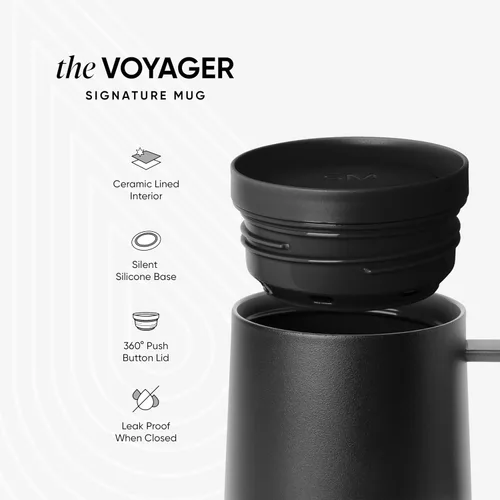 Vista 2 de Simple Modern - Taza Voyager Signature Vaso de viaje para café con tapa de 360° y asa Vaso de café helado y té de infusión fría con Abedul