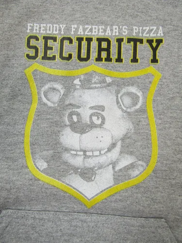 Vista 2 de Bioworld Five Nights at Freddy's Fazbear's Pizza Security Youth Athletic Sudadera con capucha gris