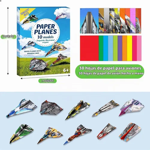Vista 2 de hapray Kit de avión de papel de 60 hojas, avión de papel origami con libro