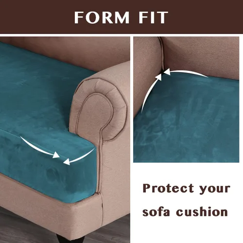 Vista 7 de n - Fundas elásticas de terciopelo para sofá con cojín en forma de T, fundas de cojín individuales para sillón de 1 asiento, funda elástica