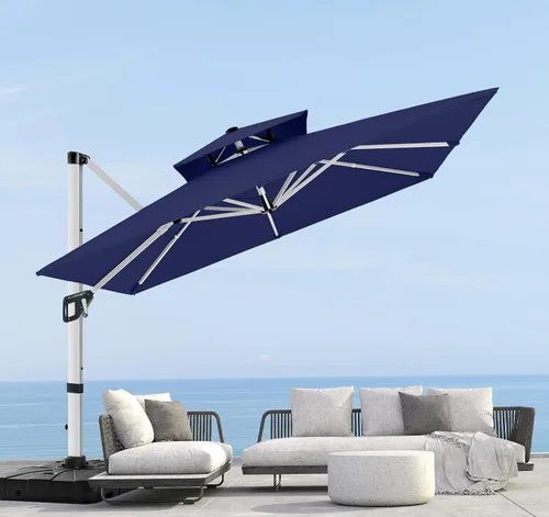 Vista 12 de ABCCANOPY Patio Umbrella Cantilever Double Top Outdoor Offset Umbrella with 360° Rotation