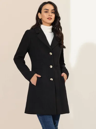 Vista 2 de Allegra K Abrigos de invierno con solapa y muesca para mujer Coffee