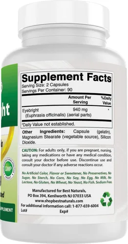 Vista 6 de Best Naturals Eyebright 470 mg 180 Capsules