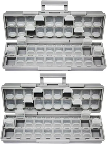 Vista 23 de AideTek medio transparente CAJA-ALL-24 piezas pequeñas cuentas papelería joyero organizador para piezas clasificadas 3 tamaños 24 compartimentos