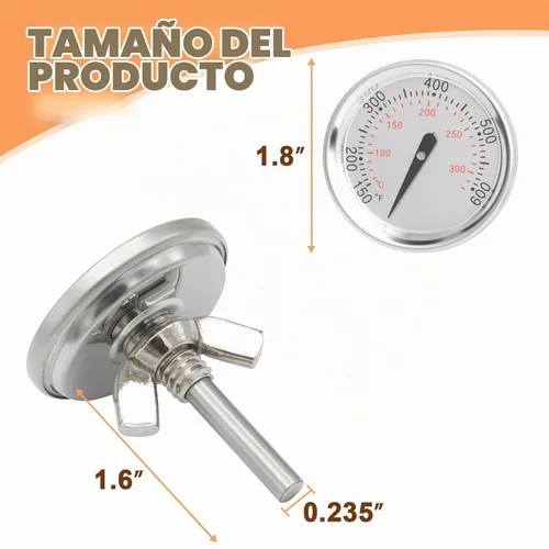 Vista 2 de 7581/60540 Termómetro de parrilla para parrillas Weber Spirit II 200 y 300, piezas de repuesto, medidor de temperatura preciso para parrillas Weber
