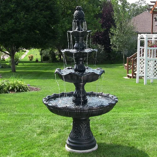 Vista 7 de Sunnydaze Grand Courtyard - Fuente de agua grande para exteriores de 4 niveles, fuente de 80 pulgadas de alto, fuente eléctrica escalonada de agua