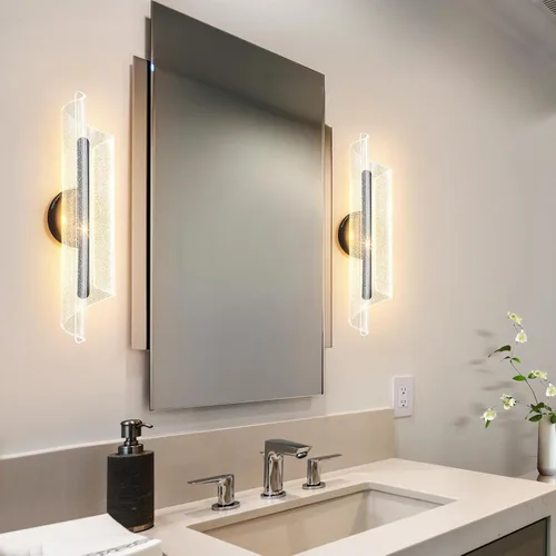 Vista 3 de Aplique de pared negro moderno lámpara de pared regulable LED lámpara de pared para sala de estar, pasillo, baño, dormitorio, 19.7 pulgadas