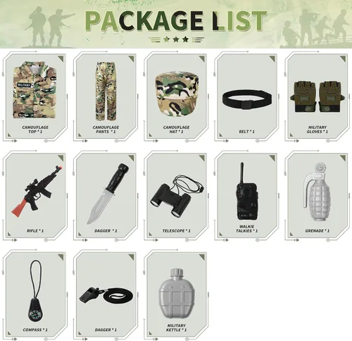 Vista 15 de ReliBeauty Disfraz de soldado uniforme de camuflaje del ejército