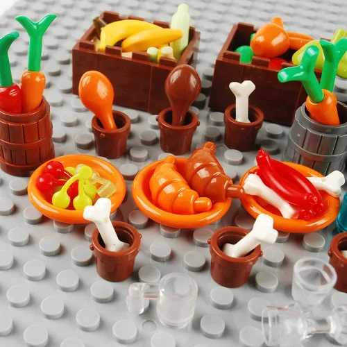 Vista 6 de 280pcs Bloques de Construcción de Alimentos Accesorios de Sencería de Cocina Juego de Ladrillos de Construcción Kit DIY Juego de Construcción