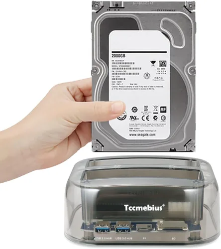 Vista 7 de TCC-S865 USB 3.0 a SATA IDE Dual Slots Externo Transparente Disco Duro Estación de Acoplamiento con Lector de Tarjetas y 2 Puertos USB 3.0 Hub