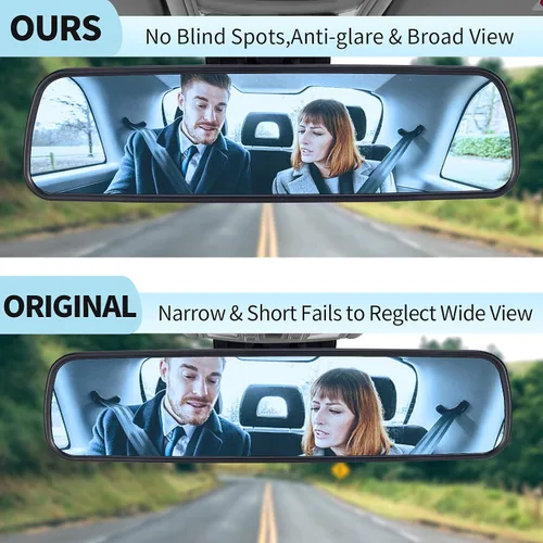Vista 2 de Wontolf Espejo retrovisor universal con ventosa - Espejo interior antirreflejos para automóvil, camión, SUV y barcos - 9.76 pulgadas (9.764 in)