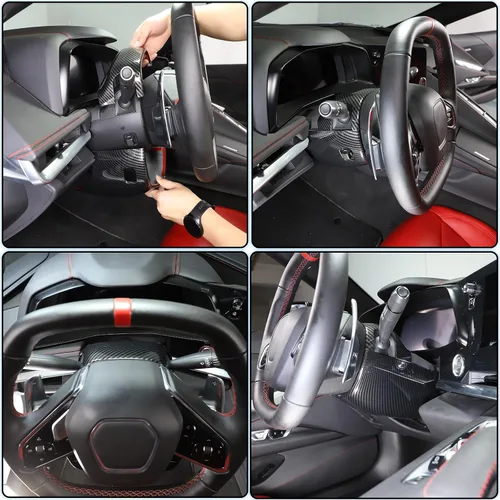 Vista 4 de Cubierta inferior para base de volante compatible con Chevrolet Corvette C8 Stingray 2020-2023 ABS 2020-2023, accesorios de moldura