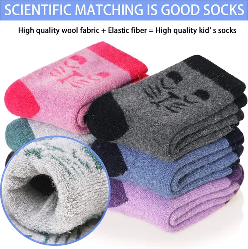 Vista 98 de Eocom 6 pares de calcetines de invierno cálidos de lana para niños y niñas