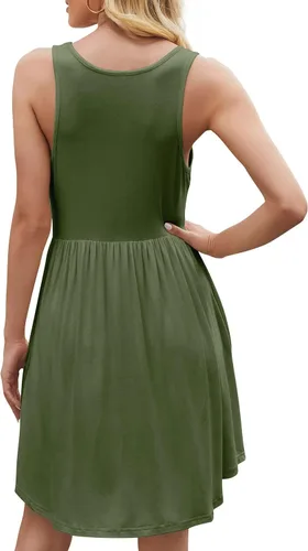 Vista 3 de HiMONE - Vestidos de verano sin mangas para mujer, vestido casual de playa, pequeño con bolsillo, moderno