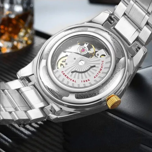 Vista 3 de MASTOP Reloj mecánico automático para hombre y mujer, de moda, elegante, para ella o para ella, juego de 2