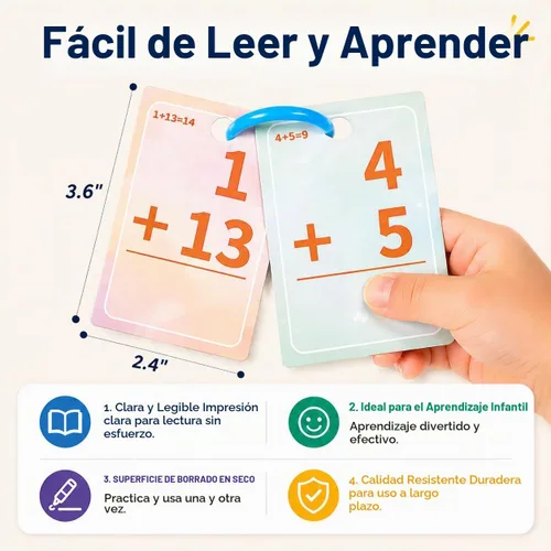 Vista 3 de Alened Tarjetas flash de suma y resta, tarjetas de datos matemáticos 1-20, juegos de manipulación matemática para jardín de infantes, 1º, 2º, 3º