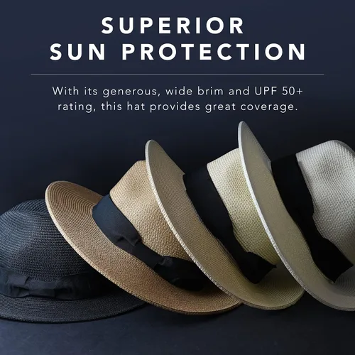 Vista 7 de Women Fedora Sun Hat with Wide BrimFoldable Roll-Up Straw Beach Hat UPF 50