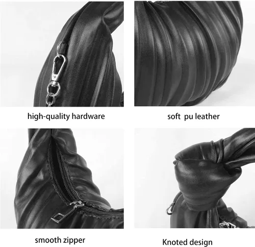 Vista 5 de ELDA Bolso cruzado anudado para mujer, bolso de mano de nube a la moda, bolsa fruncida