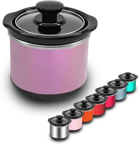 Vista 9 de Mini olla de cocción lenta, capacidad de 0.65 cuartos de galón, olla pequeña de cocción lenta, olla de cerámica, reducción de pérdida de nutrientes