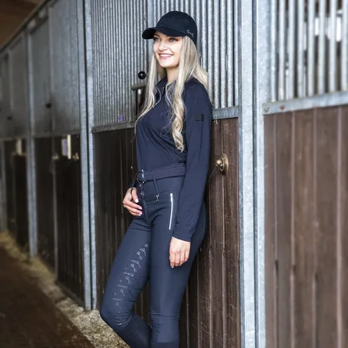 Vista 6 de HORZE Tiana Equestrian - Polo de entrenamiento de manga larga con malla para mujer