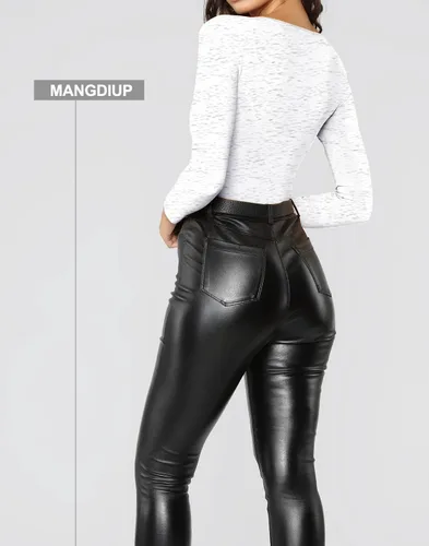 Vista 30 de MANGDIUP Body esencial para mujer, cuello redondo, manga larga, ajustado, elástico, de algodón y elastano