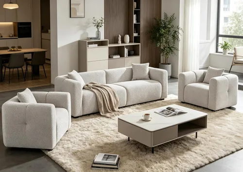 Vista 23 de VANOMi Juego de sofá modular seccional extragrande en forma de nube con sofá de 95" y sillones de 42" para sala de estar, juego de muebles tapizados