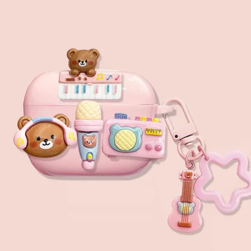Vista 6 de Compatible with AirPods Pro Case (2019) / AirPods Pro 2 Case (2022), Cute Kawaii Cartoon Design Shock-Absorbing Protective Silicone Case Cover with