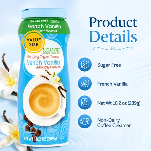 Vista 7 de Dumbass Coffee Value Great - Crema de café sin azúcar de vainilla francesa, sin azúcar, 10.2 onzas con cuchara de gemas