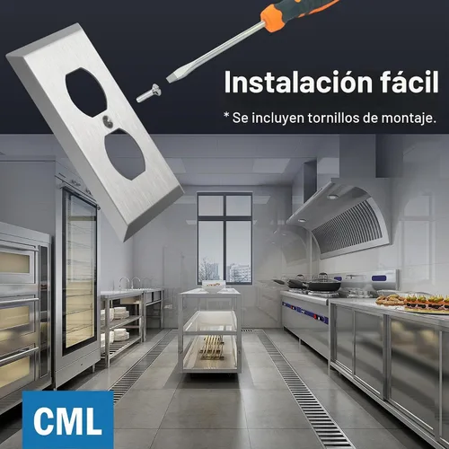 Vista 4 de CML Placa de Pared de Metal para Receptáculo Dúplex, Cubiertas de Tomacorriente de Acero Inoxidable de 1 Gang, Paquete de 20 Placas de Interruptor