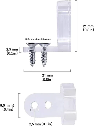Vista 4 de Tvoip 100 clips de luz LED de 1/2 pulgada con 200 tornillos de PVC transparente para colgar en la pared al aire libre de Navidad