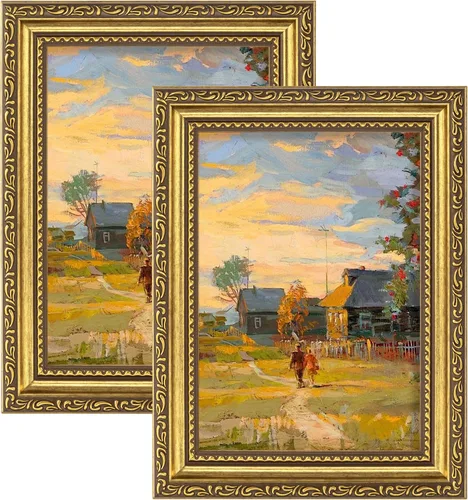 Vista 37 de eletecpro 8x10 Vintage Picture Frame, Glass Cover, Gold, 2-Pack Dorado