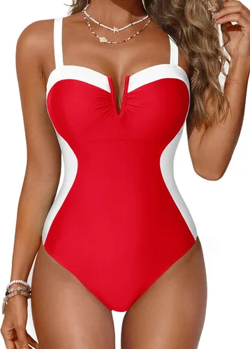 Vista 7 de Daci Women's Tummy Control One Piece Bathing Suit Negro y blanco