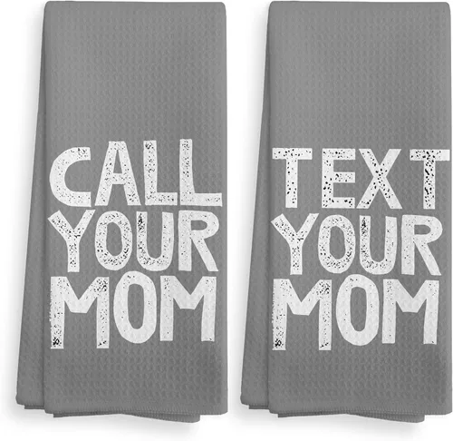 Vista 9 de Call Your Mom - Juego de 2 toallas de cocina y paños de cocina negros, toallas decorativas para baño, regalos de graduación, toallas de tela