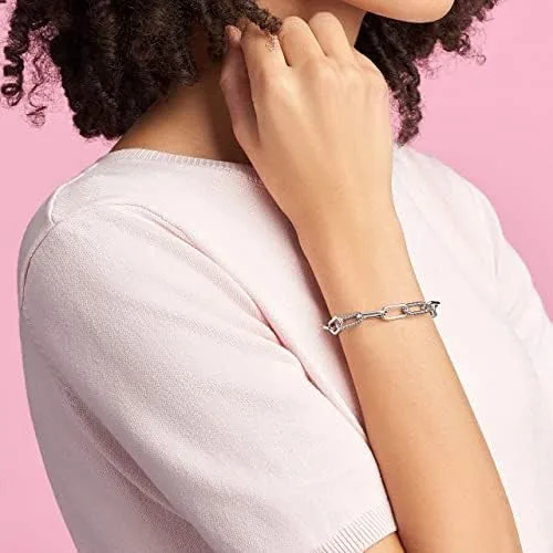 Vista 2 de Link Design Pandora ME Jewelry Pulsera de plata esterlina unisex 7.5 in, Plata de ley, Sin gemas.
